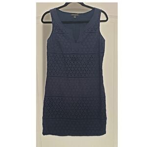 Banana Republic Navy Eyelet Lace Shift Dress Sz 6‎ Cottagecore Preppy Office